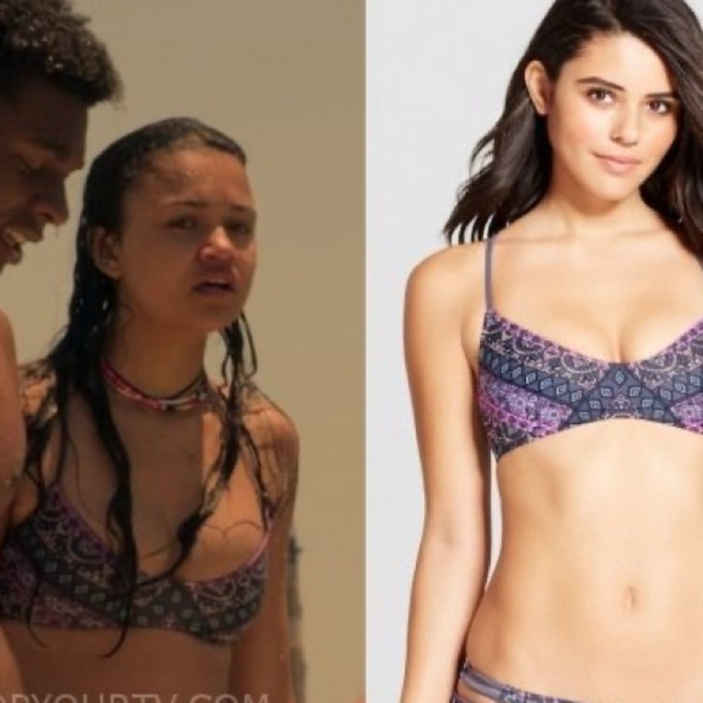 Xhilaration Purple and Pink Patterned Bikini Top